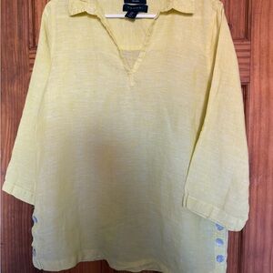 Tahari 100% linen long sleeves Women's Top